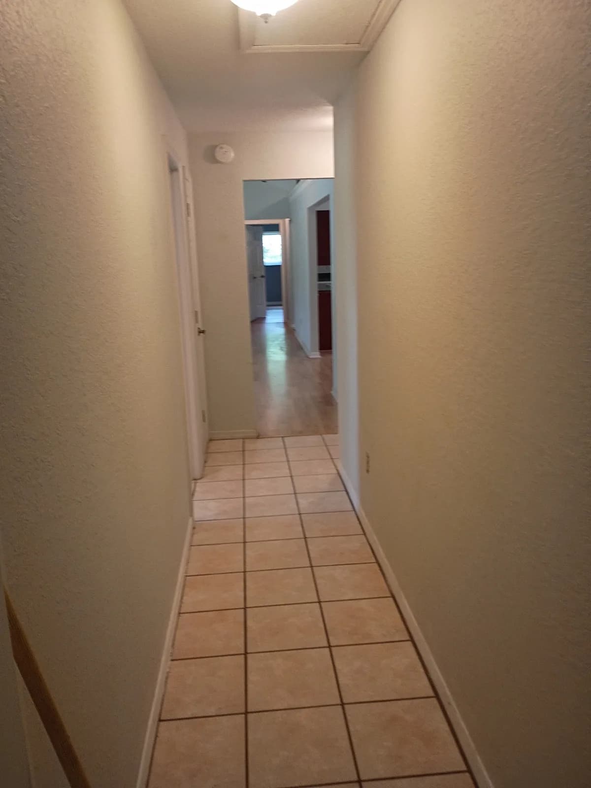 Hallway after painting — freshly painted cream walls